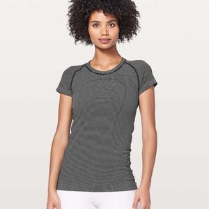 lululemon athletica Black Striped Swiftly Tech Short Sleeve Tee